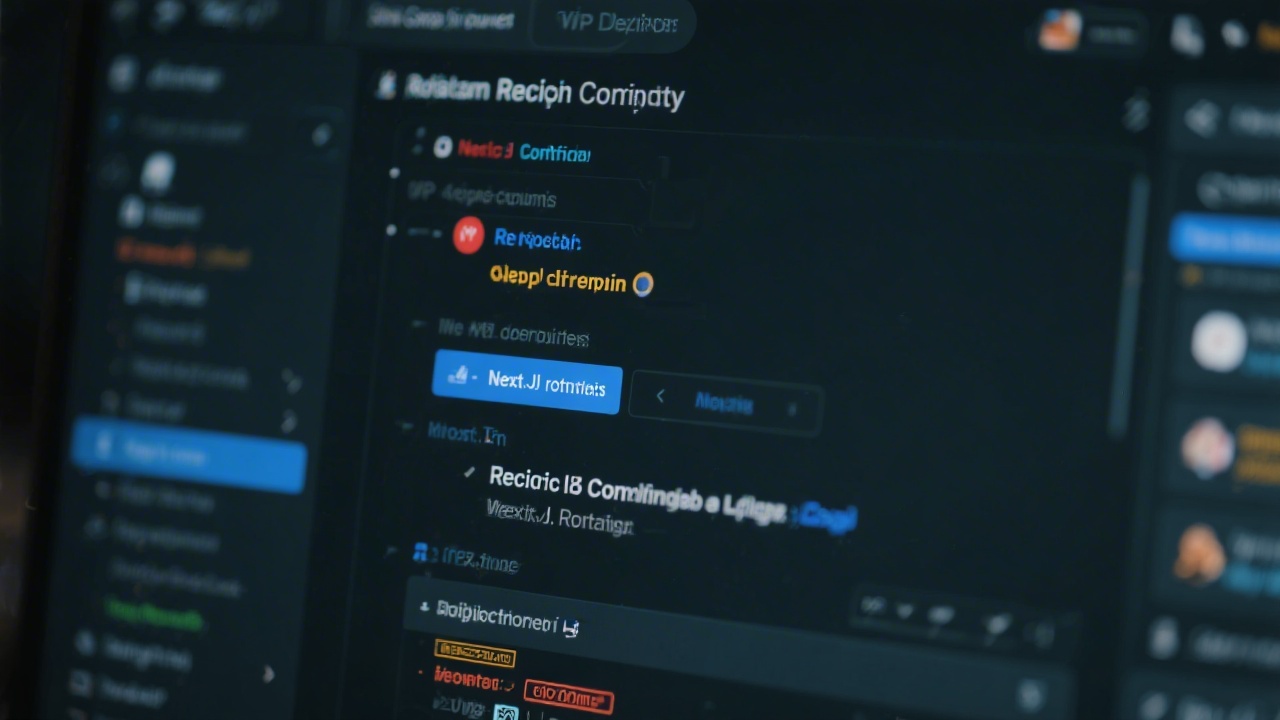 Close-up of code editor with React components and Next.js routing, dark theme screen, clean developer setup, emphasizing modern web technology for MVP applications.